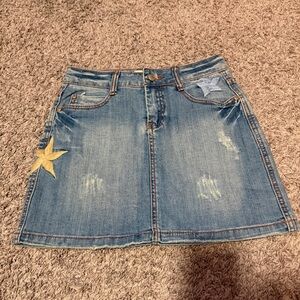 Denim Star Embellished Skirt